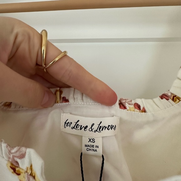 For Love And Lemons Floral Crop Top - Cream and Red - Picture 4 of 6